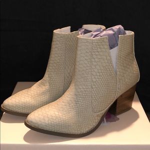 Not Rated Cream Snakeskin Ankle Boots